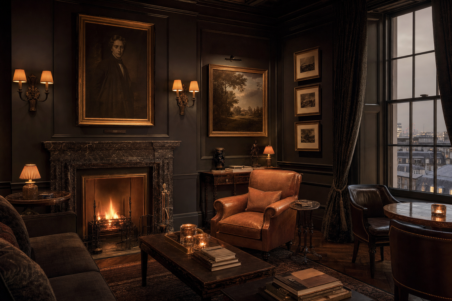 A fireside sitting room in a private Mayfair residence